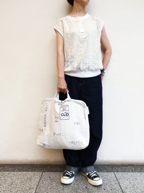 フランス USED シーツ MIX<br>RE-ステンシルトート&ショルダーBAG