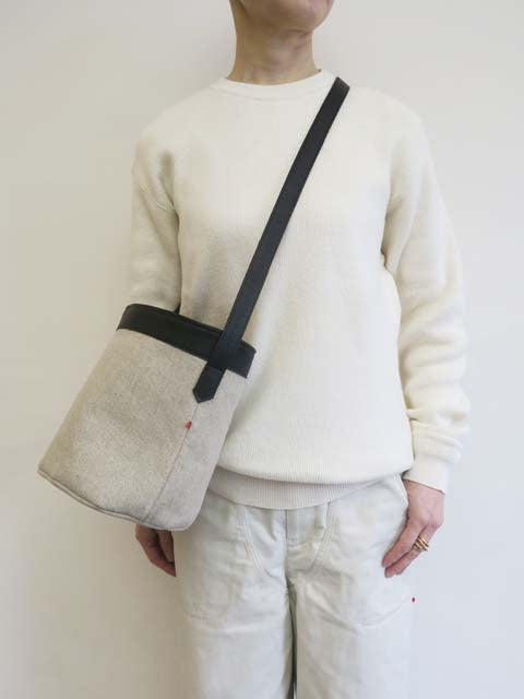コットンリネンバケツ型ショルダーバッグS