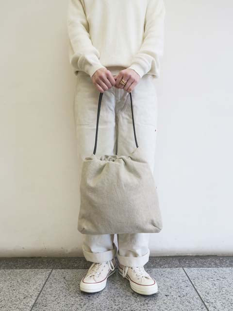 コットンリネン<br>ショルダーギャザーバッグL