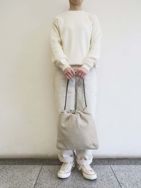 コットンリネン<br>ショルダーギャザーバッグL