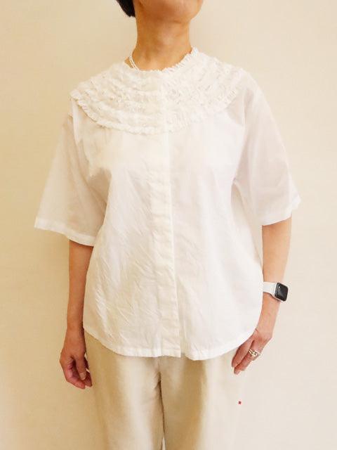 frill design crew neck shirt