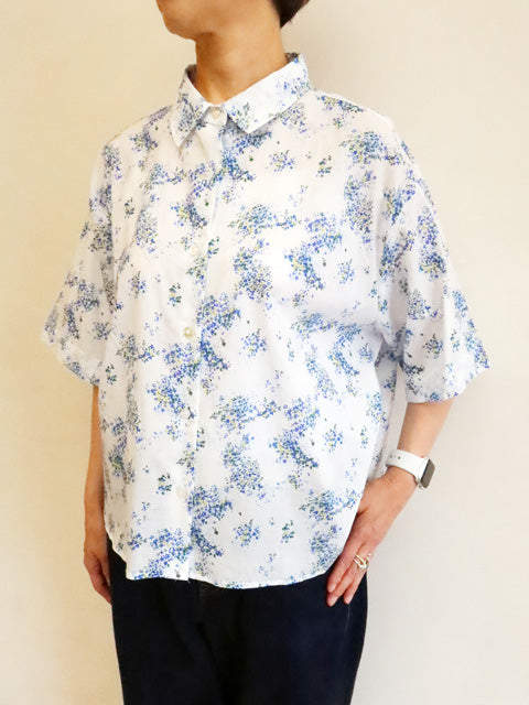 flower print half slv shirt