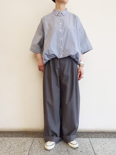 stripe half slv ballon shirt