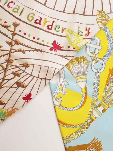 シルク ダイヤ型スカーフ<br>トロピカルガーデン