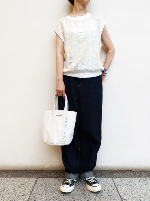 フランス USED シーツ MIX<br>RE-ステンシルラウンドBAG