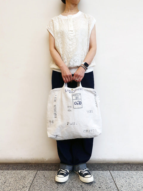 フランス USED シーツ MIX<br>RE-ステンシルトート&ショルダーBAG