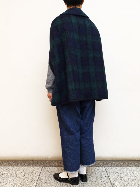 チェックシャギーポンチョ