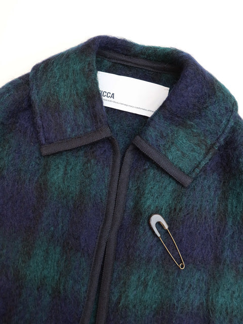 チェックシャギーポンチョ