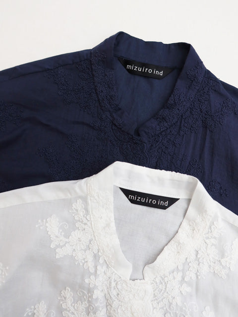 lace stand collar wide shirt