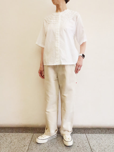frill design crew neck shirt