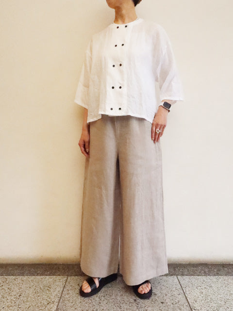 linen double crew neck shirt