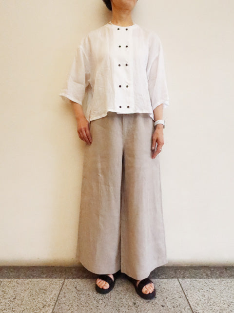 linen double crew neck shirt