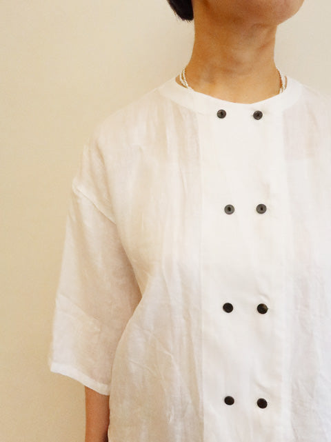 linen double crew neck shirt