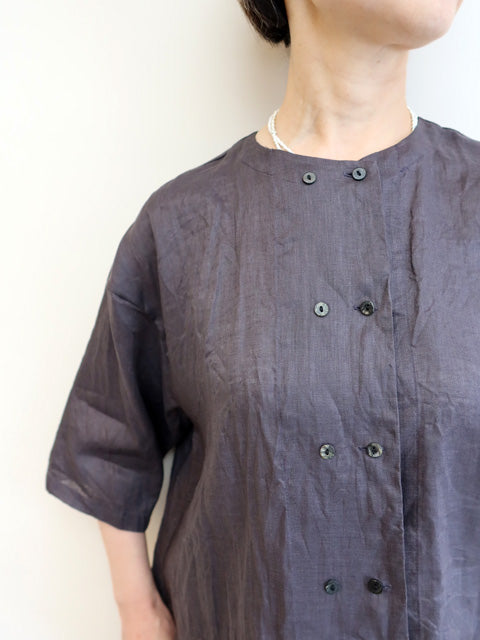 linen double crew neck shirt