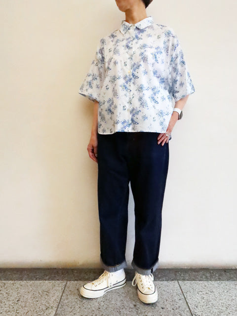 flower print half slv shirt