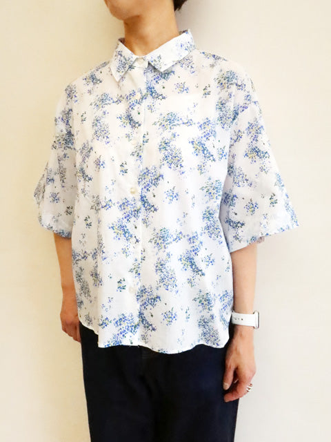 flower print half slv shirt