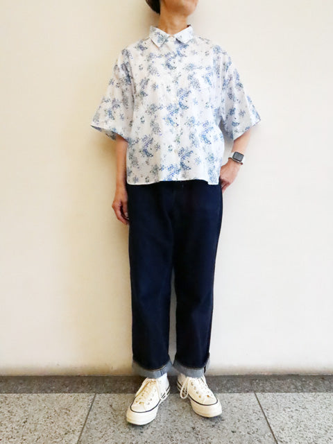 flower print half slv shirt