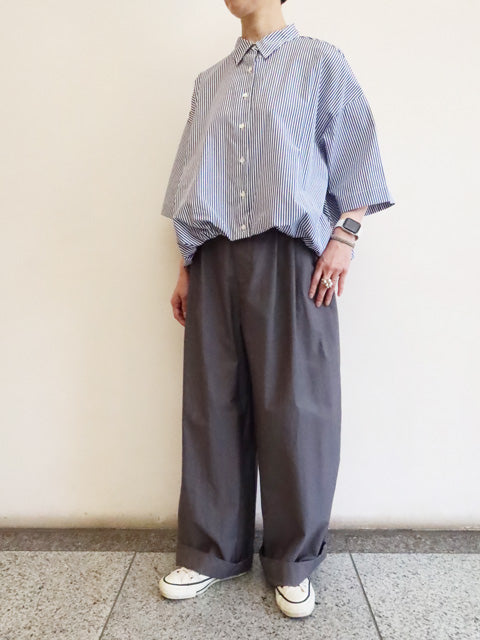 stripe half slv ballon shirt