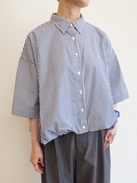 stripe half slv ballon shirt