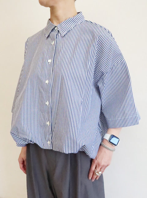 stripe half slv ballon shirt