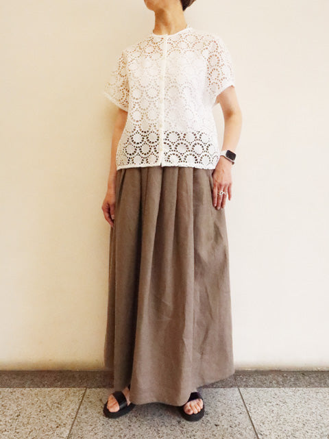lace combi crew neck shirt
