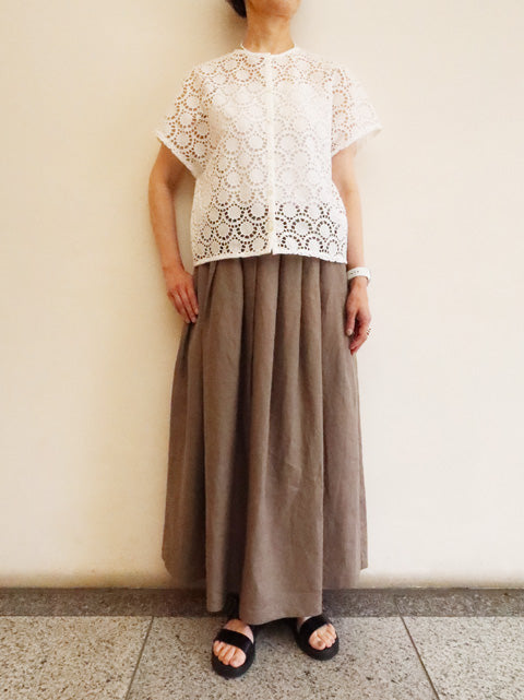 lace combi crew neck shirt