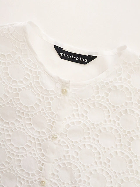 lace combi crew neck shirt