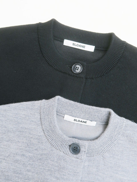 12G天竺 ダブルフェイス<br>クルーネックカーディガン