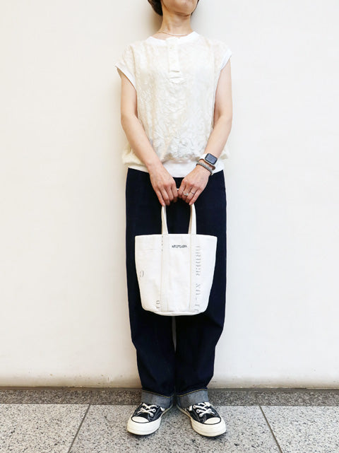 フランス USED シーツ MIX<br>RE-ステンシルラウンドBAG