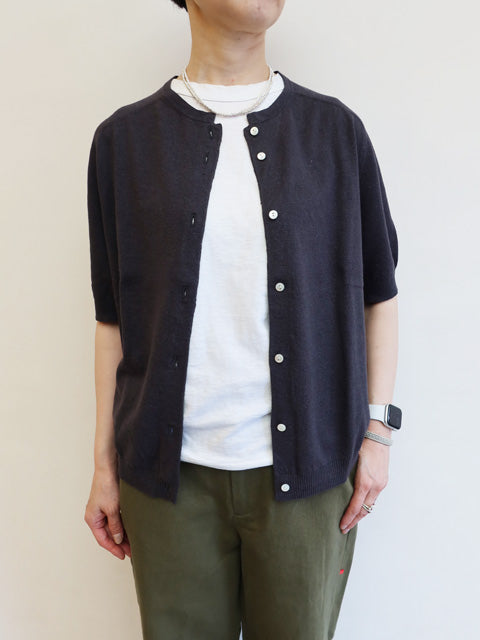 5分袖<br>クルーネックカーディガン