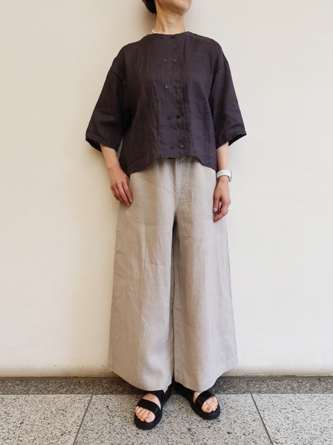 linen double crew neck shirt