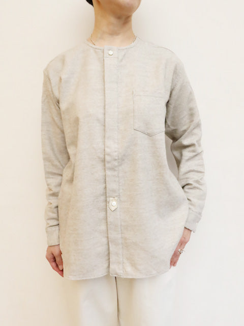 フランネルノーカラーシャツ