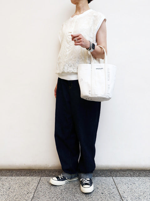 フランス USED シーツ MIX<br>RE-ステンシルラウンドBAG