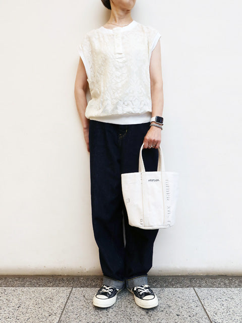 フランス USED シーツ MIX<br>RE-ステンシルラウンドBAG