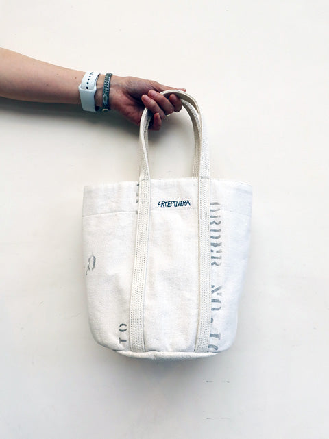 フランス USED シーツ MIX<br>RE-ステンシルラウンドBAG