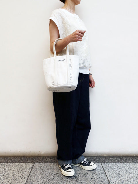 フランス USED シーツ MIX<br>RE-ステンシルラウンドBAG