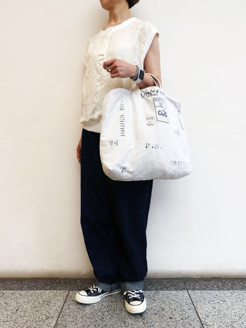 フランス USED シーツ MIX<br>RE-ステンシルトート＆ショルダーBAG