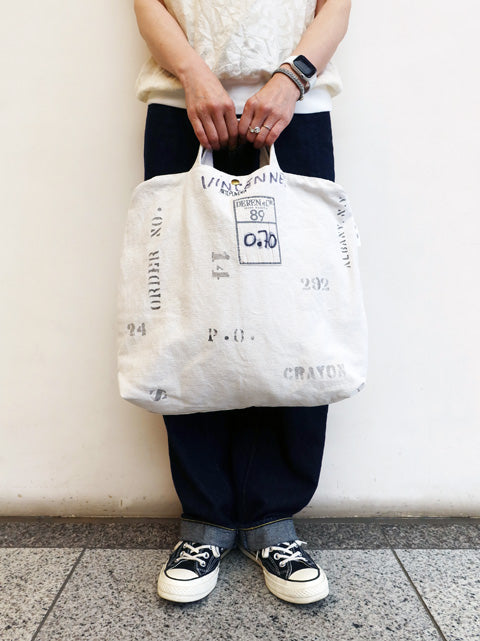 フランス USED シーツ MIX<br>RE-ステンシルトート＆ショルダーBAG