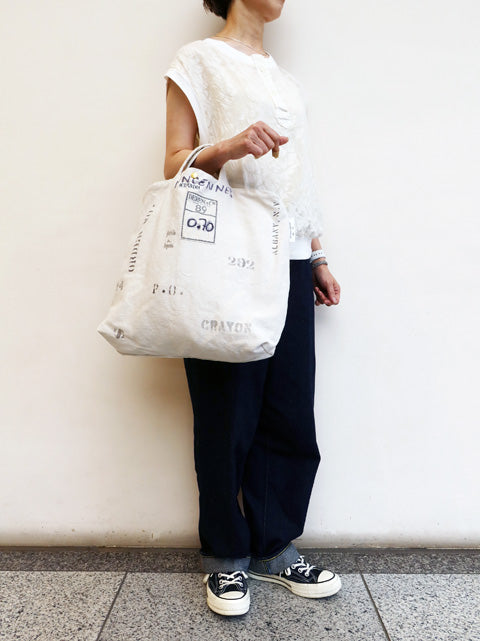フランス USED シーツ MIX<br>RE-ステンシルトート＆ショルダーBAG