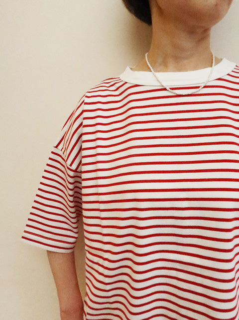 5分袖ボーダーTシャツ