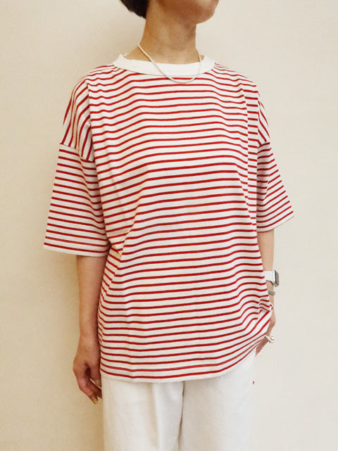 5分袖ボーダーTシャツ