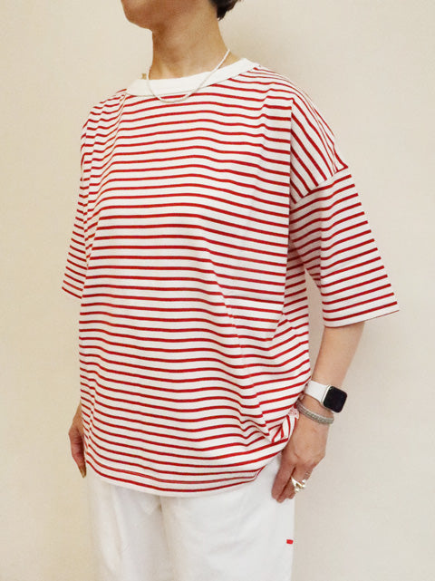 5分袖ボーダーTシャツ