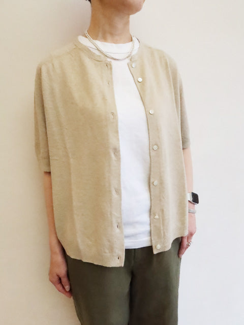 5分袖<br>クルーネックカーディガン