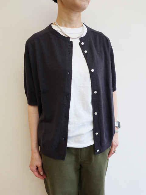 5分袖<br>クルーネックカーディガン