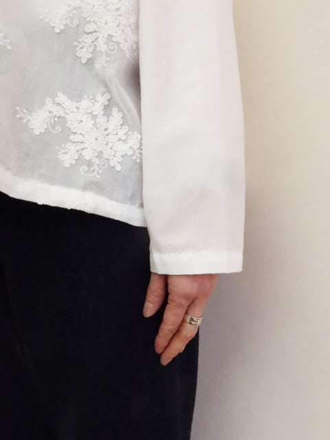lace stand collar wide shirt