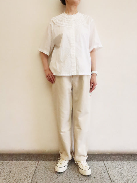 frill design crew neck shirt