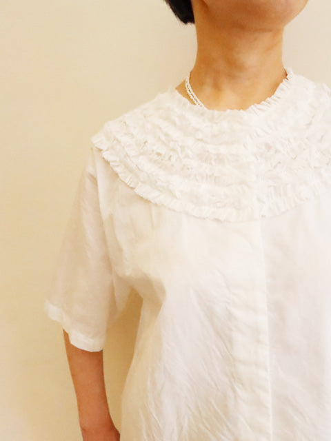 frill design crew neck shirt