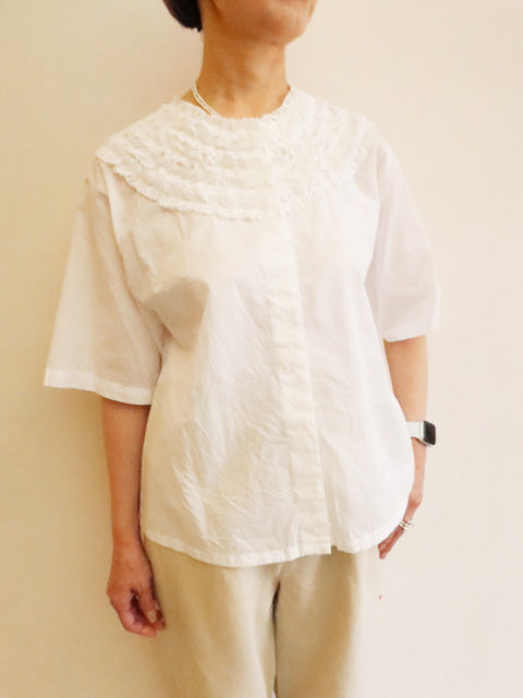 frill design crew neck shirt