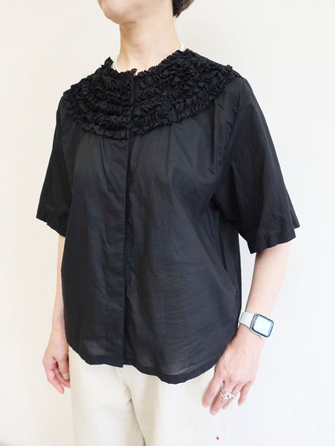 frill design crew neck shirt