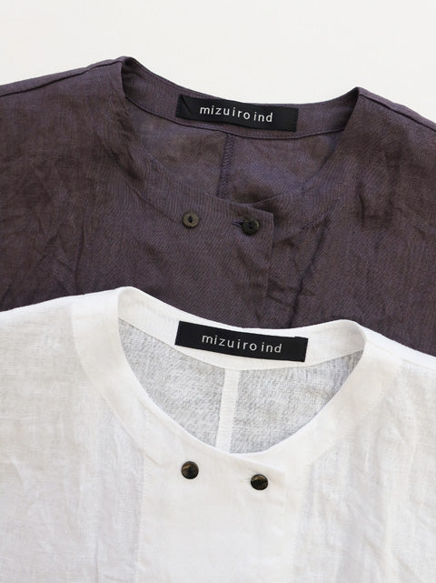 linen double crew neck shirt